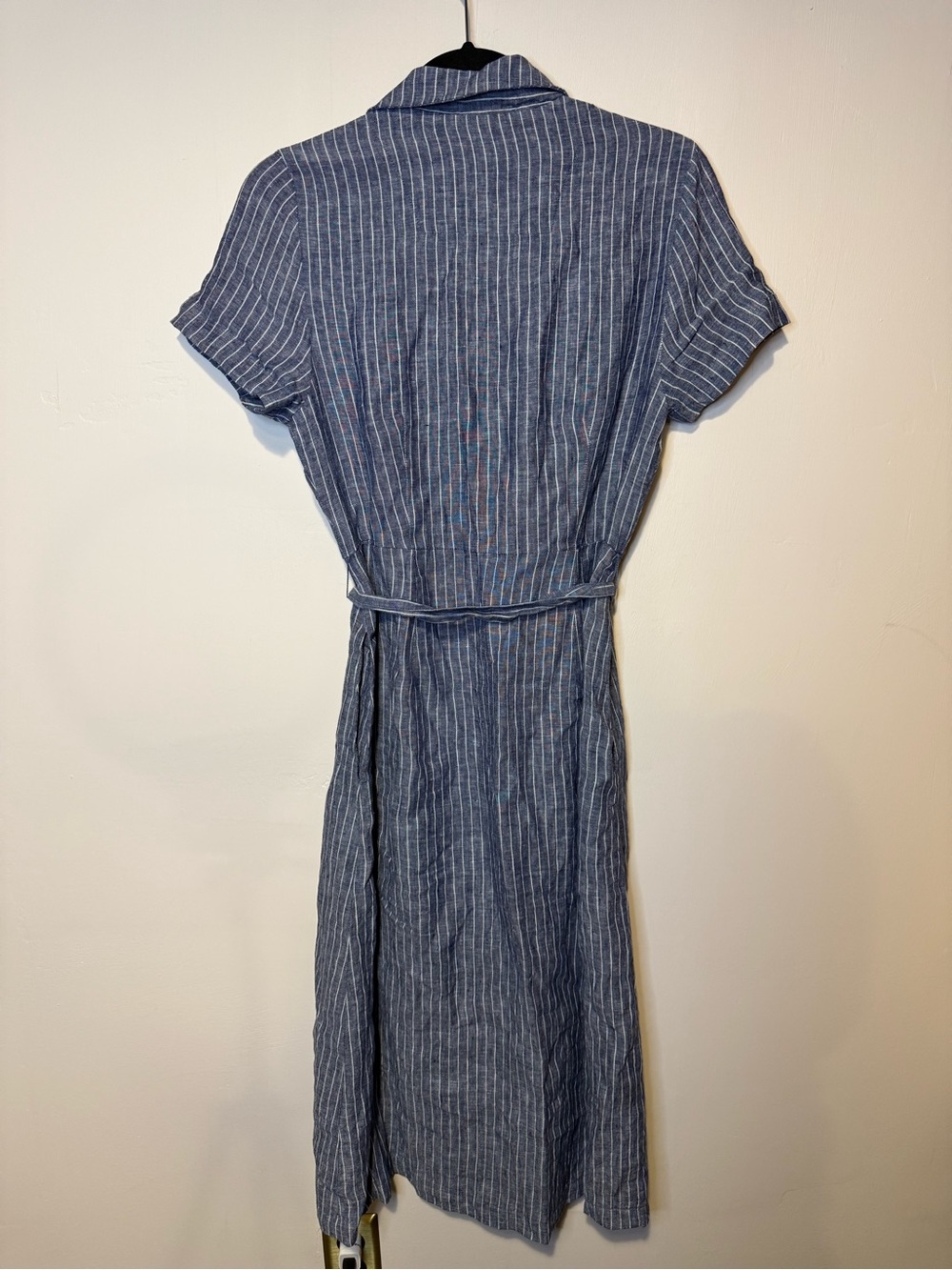 Quince 100% European Linen Button Front Dress in Chambray Stripe Size Small - Picture 6 of 8